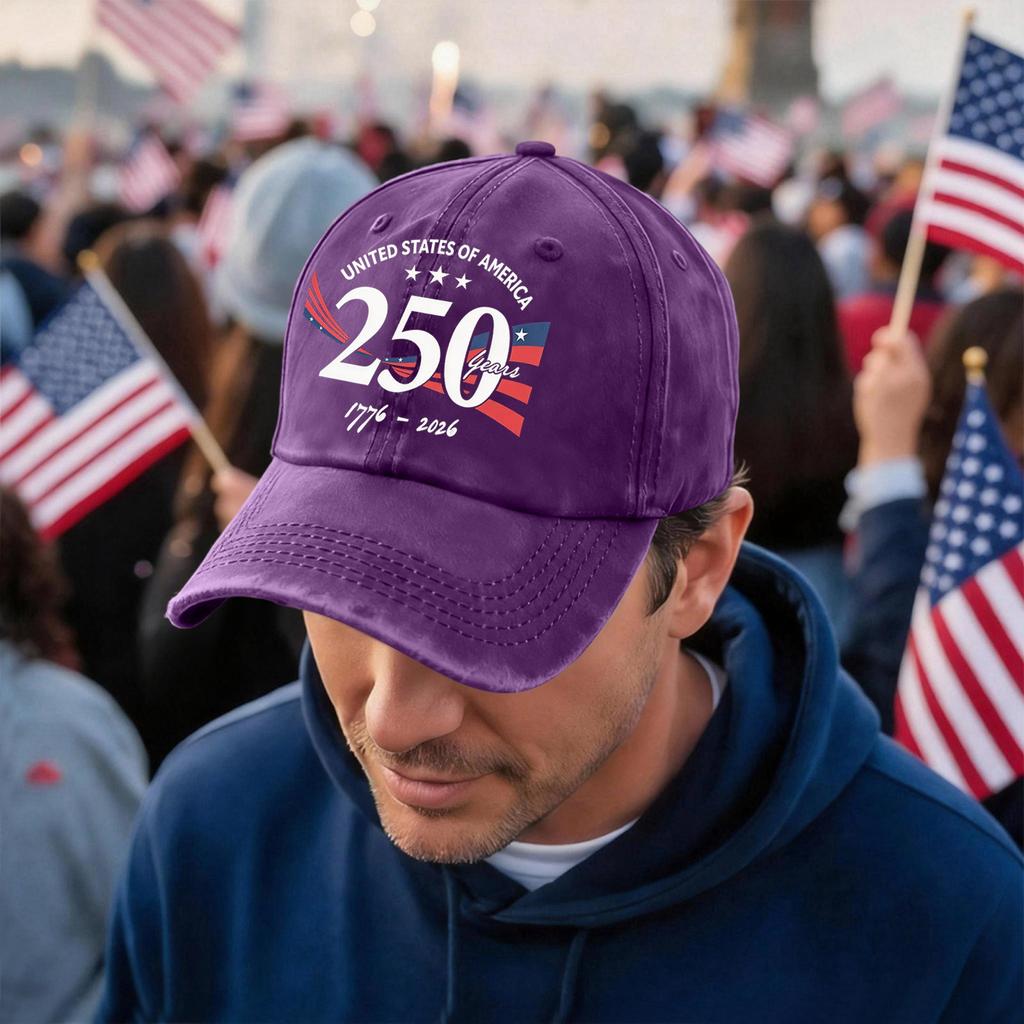 Men's and Women's Matching American 250th Anniversary Anniversary Embroidered Vintage Washed Baseball Cap