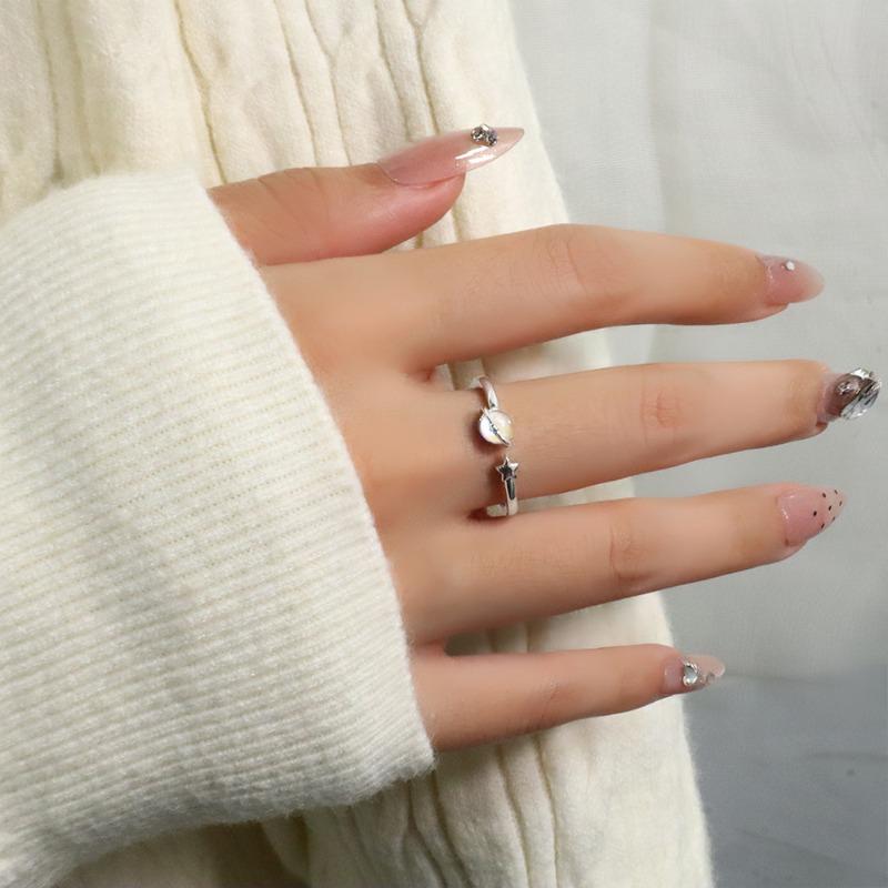 Gu Maoning, hollow star ring, cold wind personality tide open index finger ring, light luxury diamond meteor ring