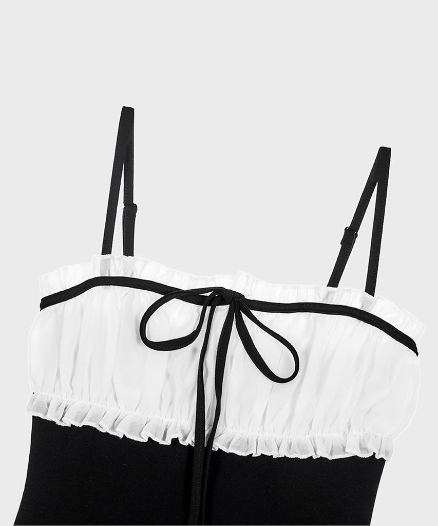 Alkialka Chiffon Ribbon Sleeveless (Black)