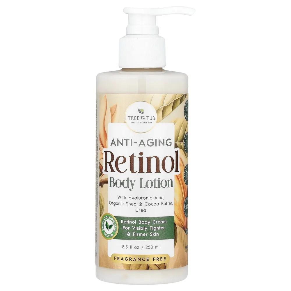 Tree To Tub, Anti-aging Retinol Body Lotion, Fragrance-Free, 250ml (8.5 fl oz) Tub
