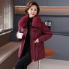 SNOWFLYING Women's New Chinese Style Down Jacket with Fox Fur Collar