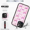 Compatible for iPhone 12 Case, Aesthetic Pink Ribbons and Bows in Watercolor Print Art Thin Soft Black TPU +Tempered Mirror Protective Case