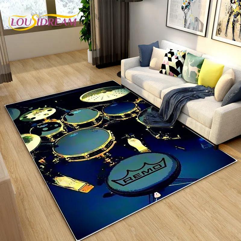 Drum Kit Music Instruments Area Rug Large,Carpet Rug for Living Room Bedroom Sofa Doormat Decoration,Kitchen Non-slip Floor Mat