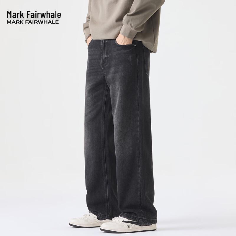 Mark Fairwhale Men's American Retro Loose Straight Washed Denim Jeans
