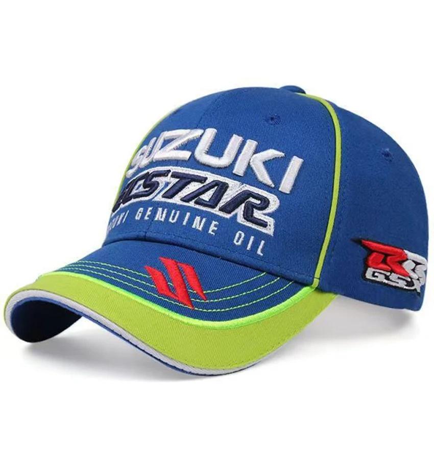 Suzuki motorrace honkbalpet, casual en modieuze zonneklep met geborduurde gebogen klep voor heren en dames One Size blauw