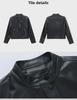 Women's Sheepskin Motorcycle Jacket: Genuine Leather, Stand-Up Collar, Short Style for Spring & Autumn.