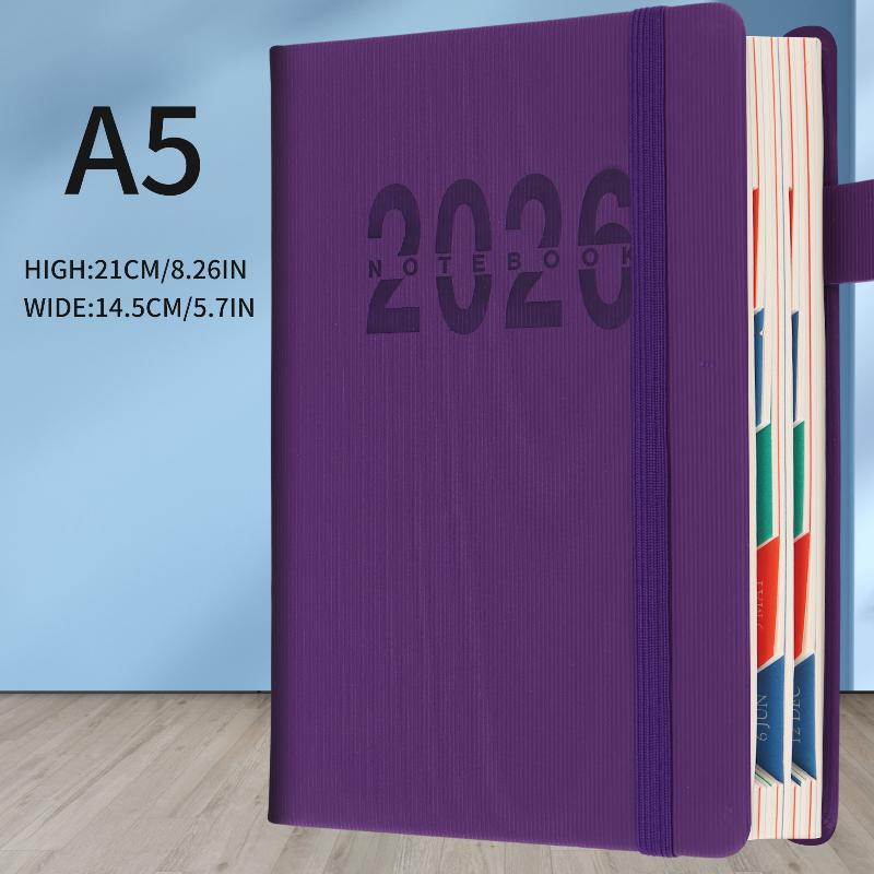 2026 Tages-Monatsplaner Mit Farbigen Monatsmarkierungen Hardcover Leder Tagesplaner 400 Seiten Datiert Für Tägliche Planung