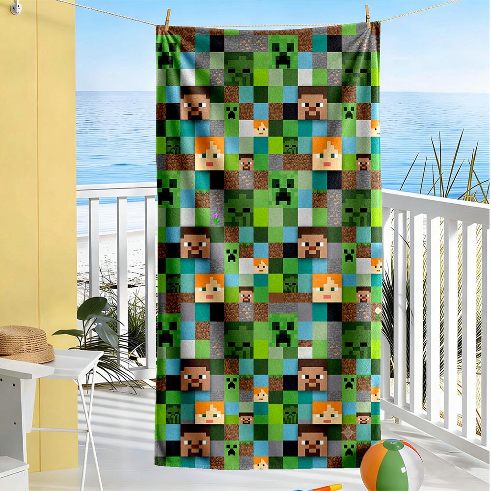 Minecraft Beach Towel Quick-Dry Soft Microfiber Comfortable Lightweight Portable for Swimming,Beach,Camping, Travel, Beach Accessories,Gym