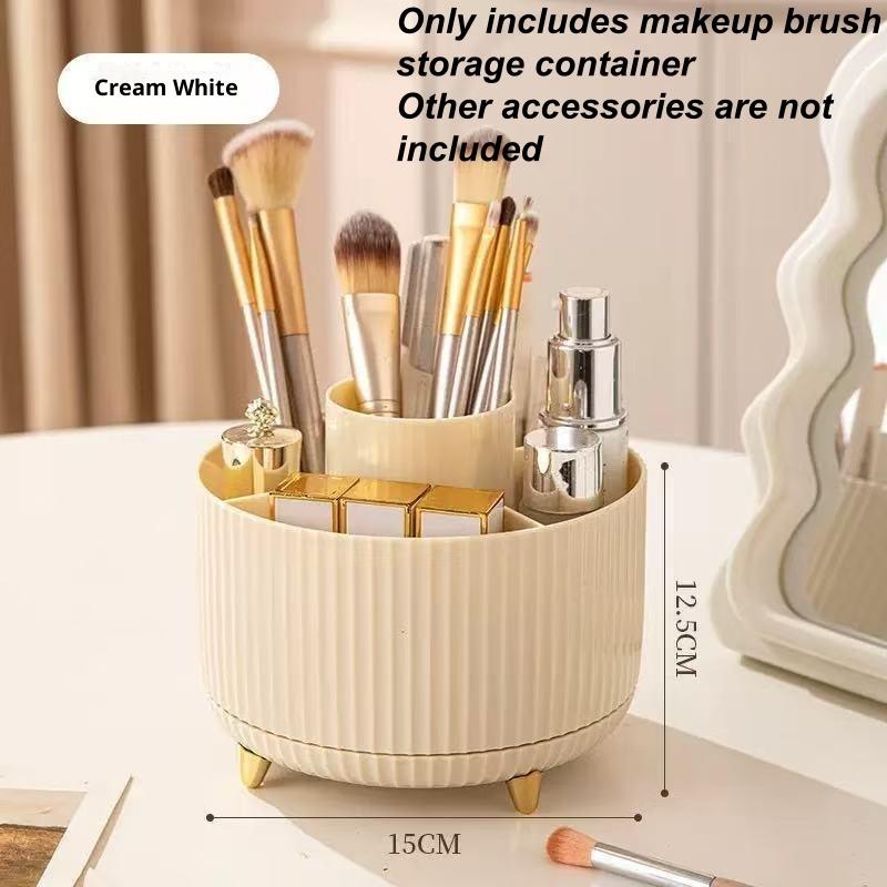 1Pcs 5 Slot Cosmetic Organizer 360° Rotating Makeup Brush Holder For Nail Polishes Skincare Perfumes Desktop Vanity Storage