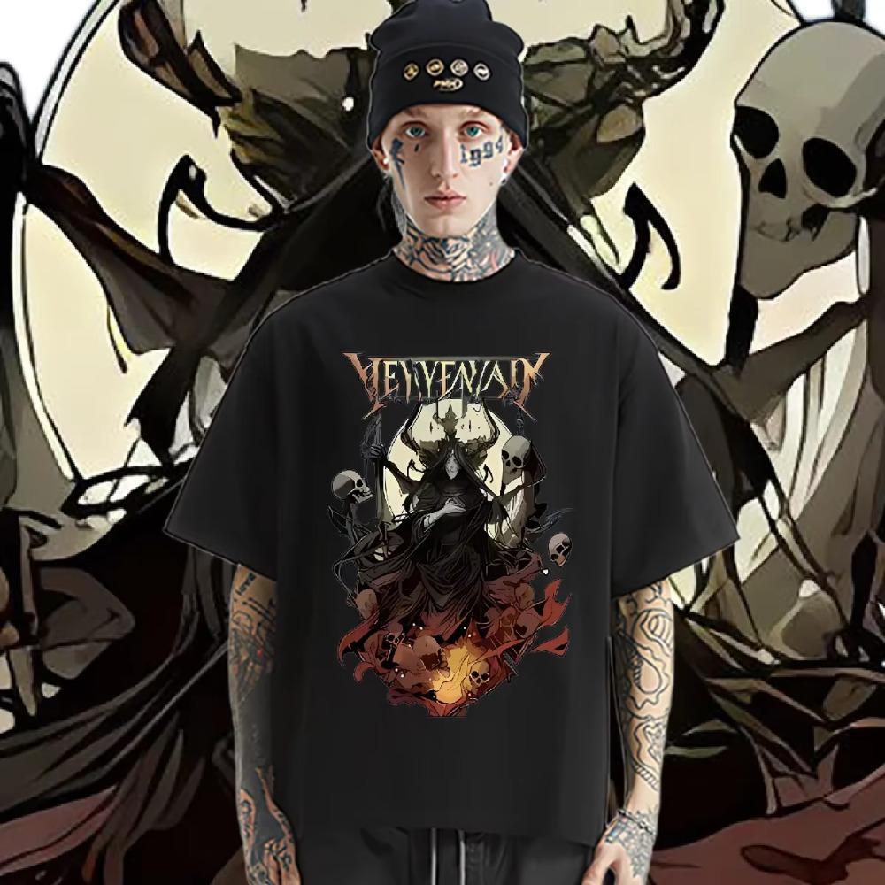 Skull T Shirt Big Size Loose Round Collar Tee Y2k Unisex Clothes Graphic Printing Streetwear T-shirt Quick-Drying Hip Hop Tees