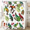Vivid Parrot Shower Curtain: Waterproof Fabric with Tropical Bird Design Decorative Bath Rug Made from Recycled Plastic