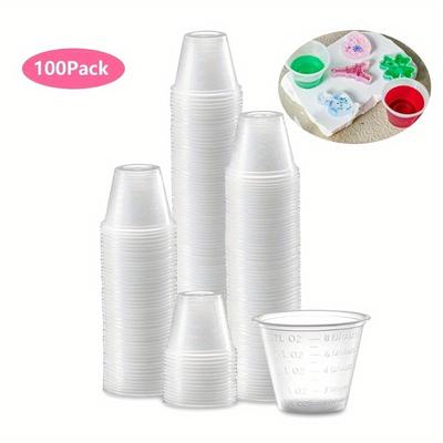 100 Stück Kleine Plastikbecher - 1 OZ Messbecher mit Graduierung - zum Mischen von Harz, Epoxid, DIY Kunsthandwerk, Farbe