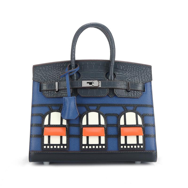 High-grade Cowhide String Matching Handheld String Bag Leather Retro Dyed Handbag Card Wallet Simple Single Leather Bag