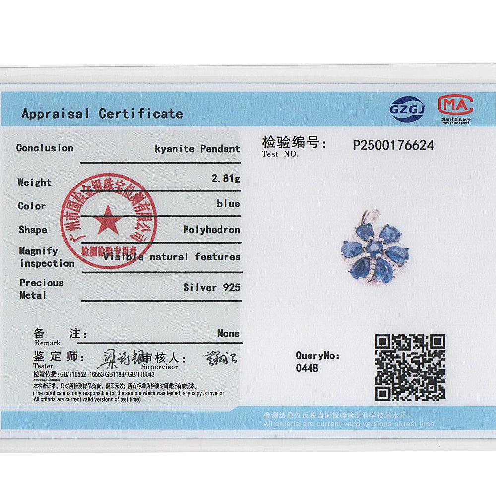 Natural kyanite pendant 925 sterling silver Flower Shape design necklace Elegant fine jewelry for women's birthday party gifts