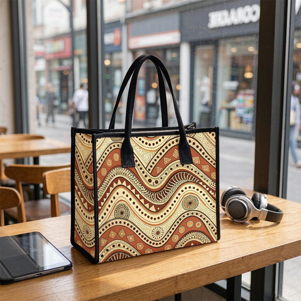 Bohemian Wave Pattern Tote Bag Fashion Large Capacity Casual Carry All for Daily Use