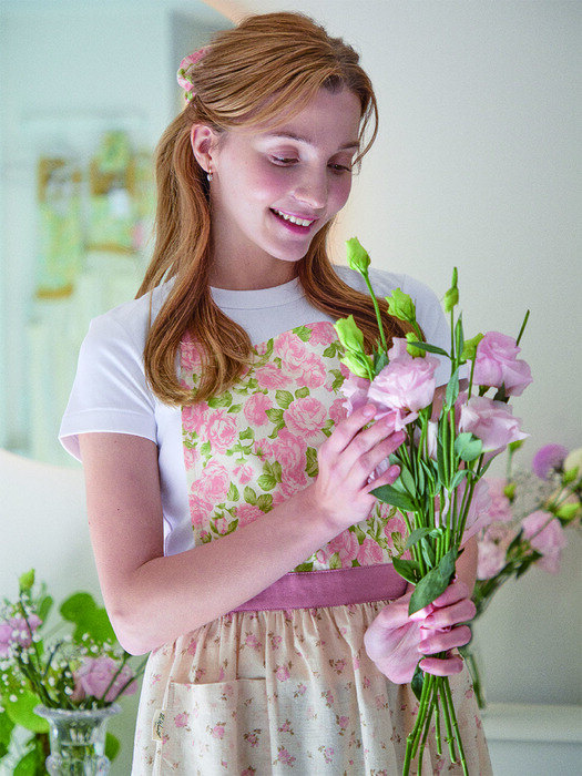 The Warmth Ribbon One-Piece Apron_Pink Yellow