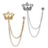 1Pcs Temperament Chain Brooch Crown Rhinestone Lapel  For Women Dress Mens Shirt Suit Set
