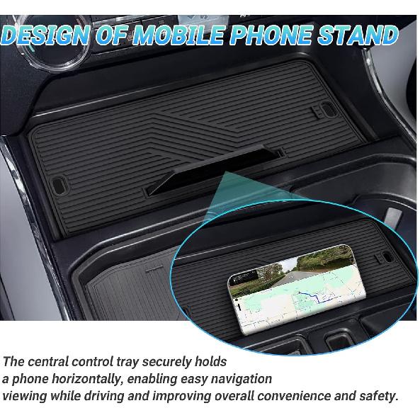 Center Console Organizer Compatible With -2026 Ford F150/-2024 Ford F150 Lightning XLT Accessories, Hidden Panel Secret Pocket Lid With USB