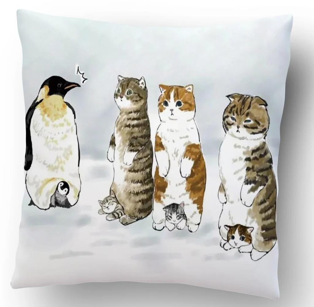 Cartoon Cat Decorative Pattern Pillowcase Office Living Room Home Pillowcase Car Ornaments