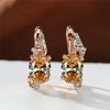 Big Oval Stone Blue Crystal Earrings Mystic Multicolor Zircon Clip Earrings Wedding Jewelry For Women
