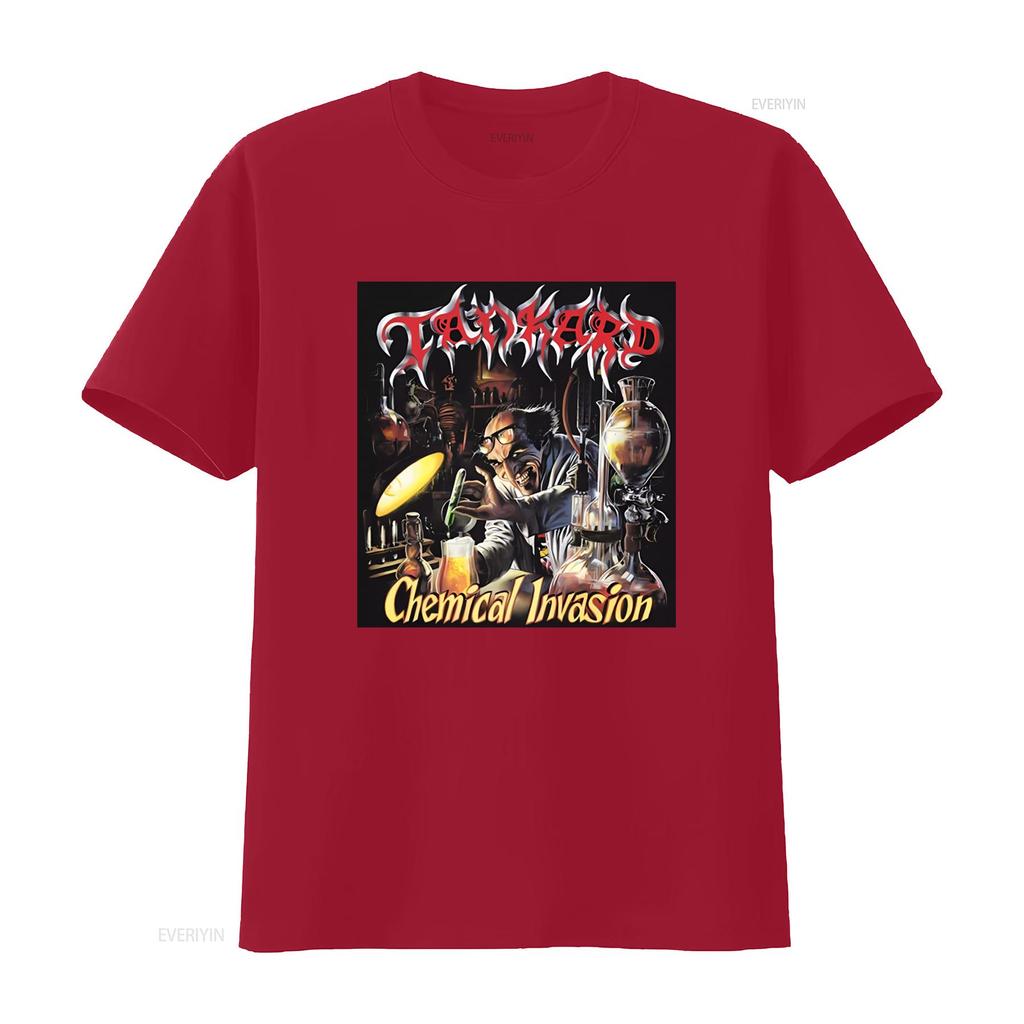 TANKARD CHEMICAL INVASION Black T Shirt Front Back Print Small Rock Band  Vintage Washed Stylish Soft Streetwear Homme