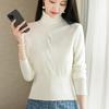 Women's Turtleneck Sweater Autumn Winter Short Solid Color Elastic Knitted Top Slim Fit Pullover Knitted Sweater.