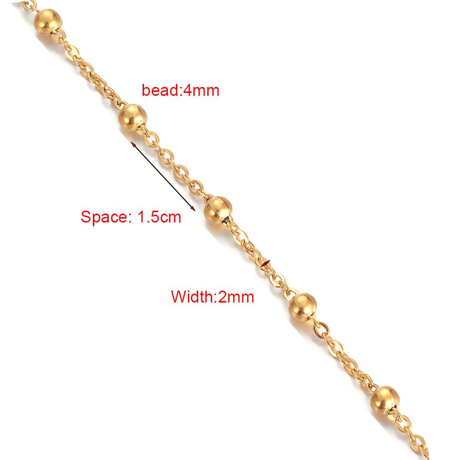 Wholesale 10pcs/lot Width 1.5mm 2mm Tiny Beaded Chain Stainless Steel Link Chain for Necklaces Bracelets Foot Jewelry