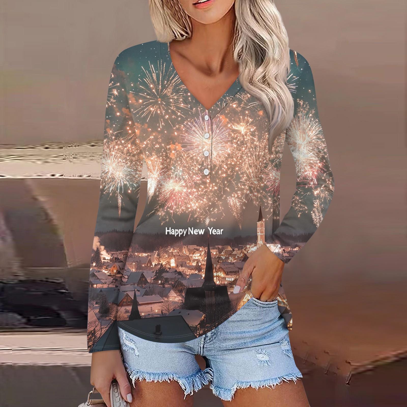 Женская повседневная мода сексуальный комфорт рождественский принт V-образный вырез — фото 7