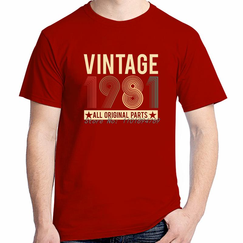 Vintage 1981 Original Parts Funny Birthday Fashion Graphic T Shirts Cotton Short Sleeve Tshirts High Quality Unisexs Clothes