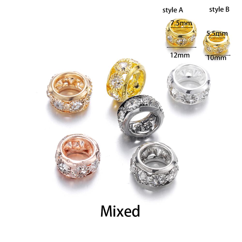 20pcs/lot Rhinestone Spacer Copper Beads Crystal  Rondelles Metal Beads For DIY Jewelry  Making Suppiles