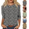 Top da Donna Casual con Stampa Floreale, Manica a Tre Quarti, Girocollo, Leggero e Comodo, Blusa per l'Uso Quotidiano