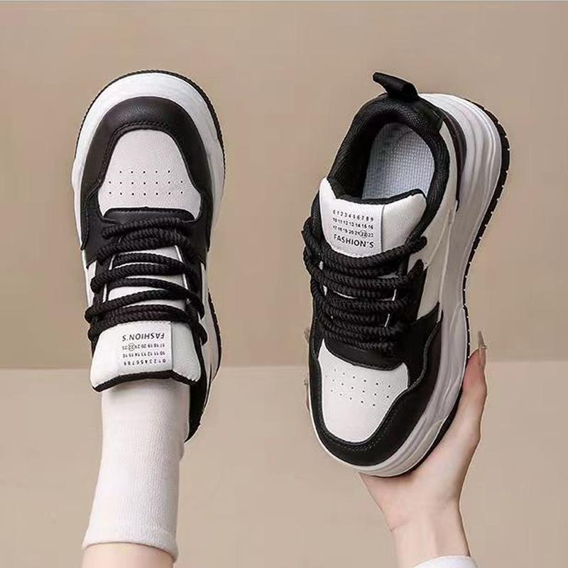 White Hight Increasing Board Shoes All-Matching Casual Sports All-Matching Dad Shoes Women's Spring Thick-Soled White Shoes for Students
