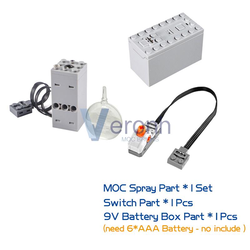 Technical Spray Exhaust Red Light Modified Unit Building Blocks Compatible MOC Supercar Train Castle Military Series Bricks Toys