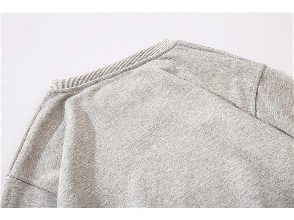 Veste Sweatshirt CP Lens Homme Coupe Ample Couleur Unie Col Rond - Marque Jeune Tendance Décontractée