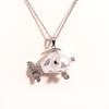 Stainless Steel Chain Ocean World Clownfish Necklace White Pearl Headfish Pendant Accessories Clavicle Chain Women's Gift