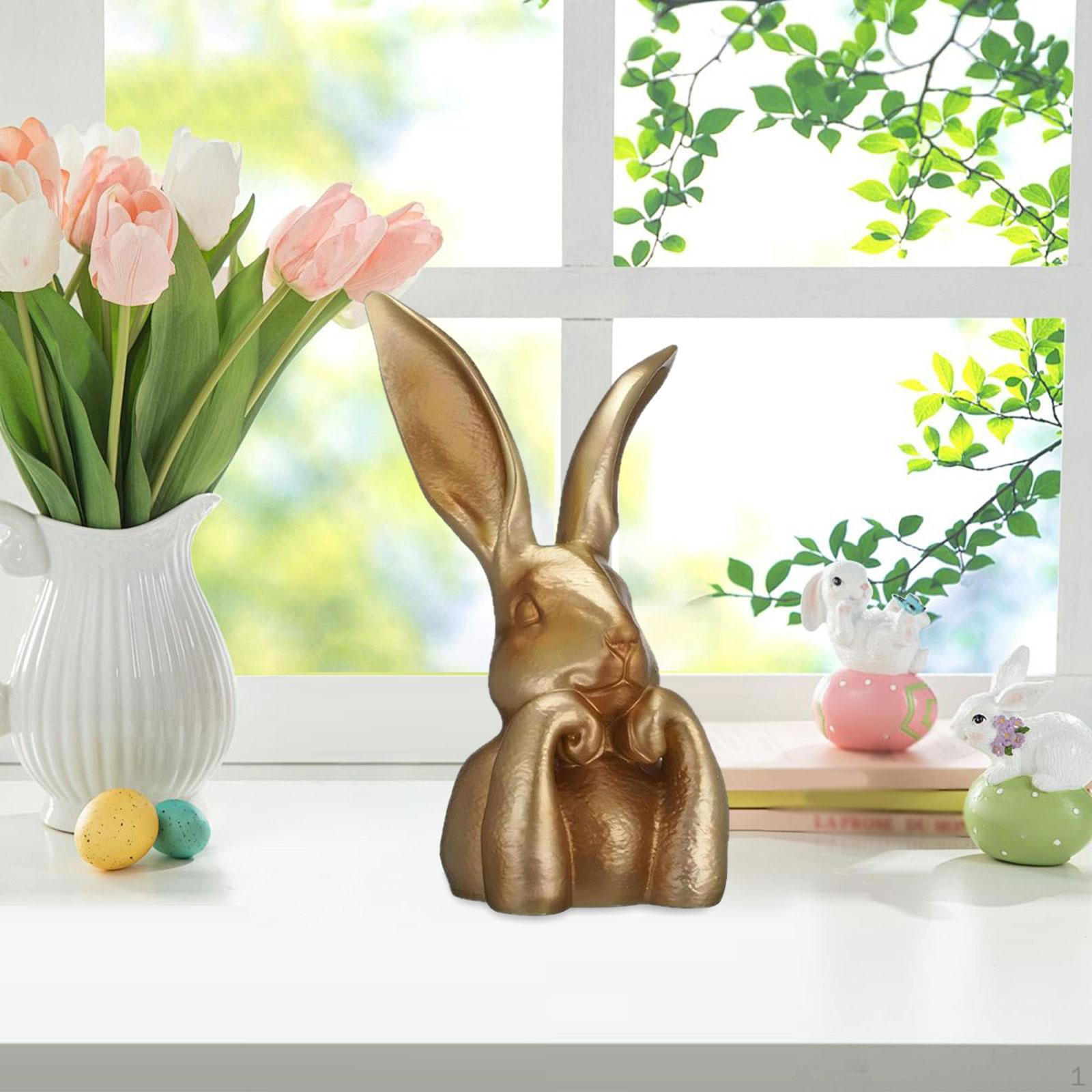 

Easter Bunny Decoration Desktop Ornament Collection Sculpture Decor for Farmhouse Bedroom