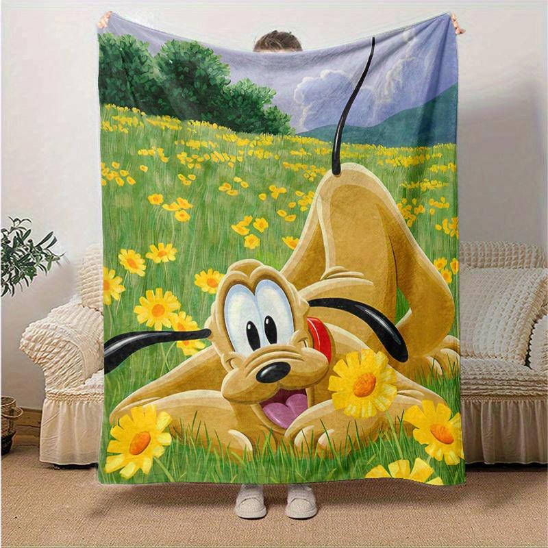 1 pezzo, Coperta con Stampa Cartone Animato di Pluto Arredamento per la Casa, Coperta da Divano, per Esterni, Regalo per Amici, Copriletto Camera da Letto, Soggiorno, Viaggio