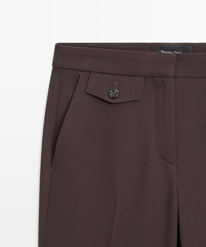 Masimodutti Pocket Detail Bell-Bottom Pants
