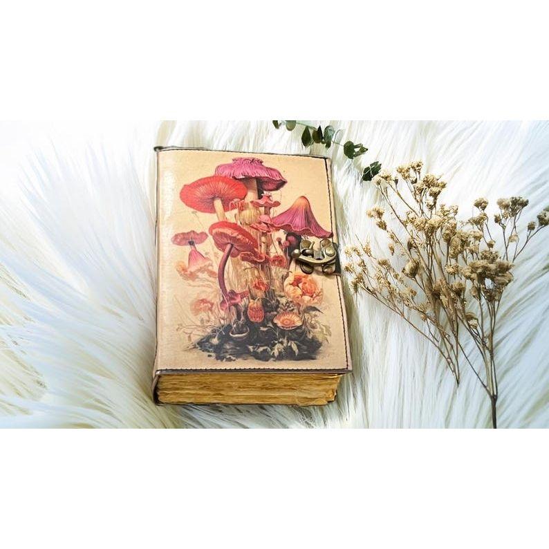 Botanical Mushroom Leather Journal • Witch Grimoire •  Spellbook journal • Witchcraft Gift