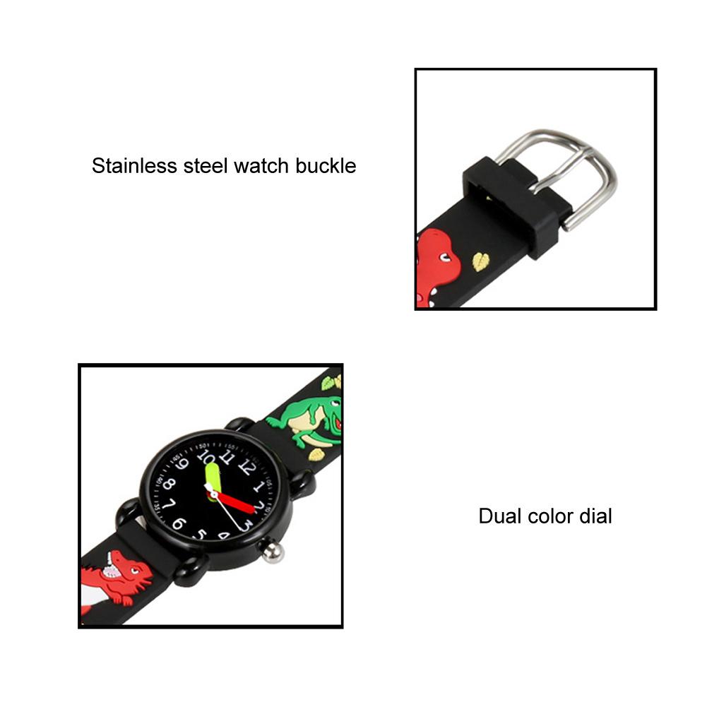 Orologio per Bambini Modello Cartone Animato Impermeabile Cinturino in PVC Orologio al Quarzo per Bambini Dinosauro