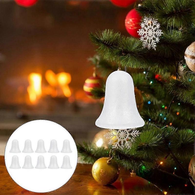 White Foam Bells for Christmas Tree Decoration 6Pcs Ornaments