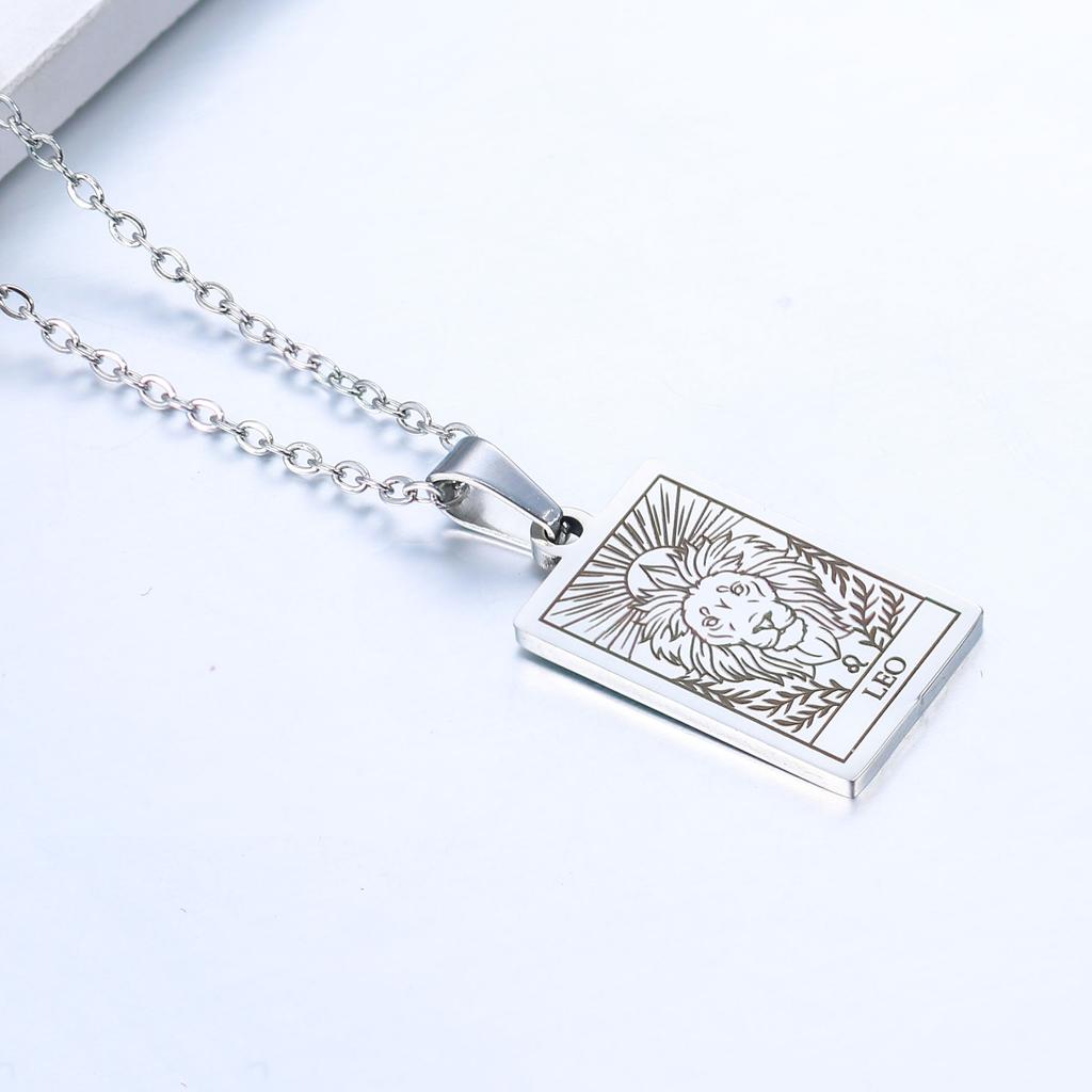 Necklace Tarot Card Neutral Style Simple Twelve Constellations Pendant Necklace