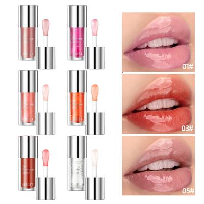 Aceite Iluminador Labial Hidratante, Brillo Labial Aceite Hidratante, Aceite Labial Tintado No Pegajoso de Larga Duración, Brillo Labial Transparente Rellenador, 2.8g