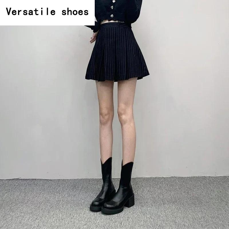 Thick High Heel Women Ankle Boots Fashion Back Zippers Slimming Short Booties Autumn Winter Female Shoes