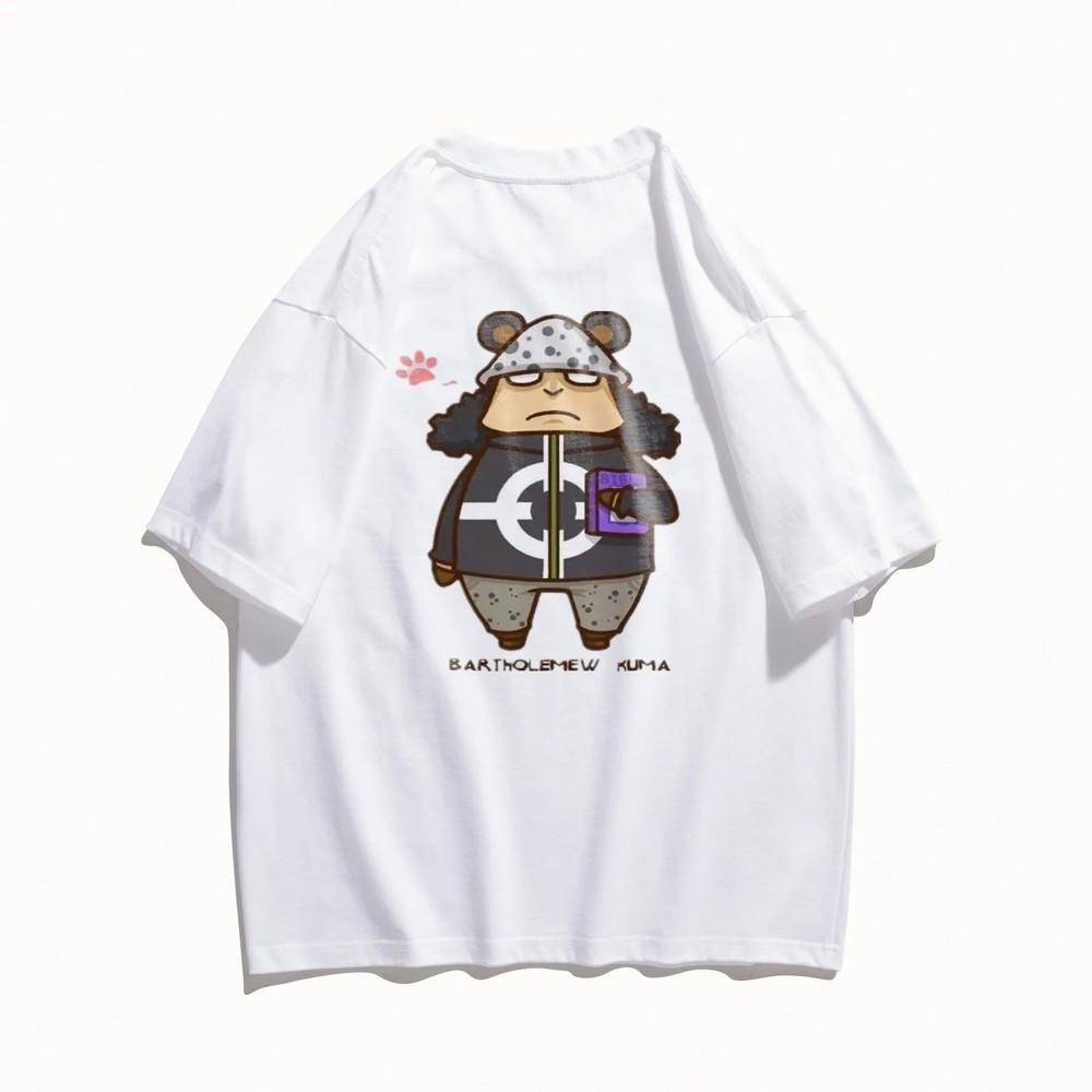 One Piece Anime Cotton T-Shirt Bartholomew Kuma Graphic Print Tee Unisex XL