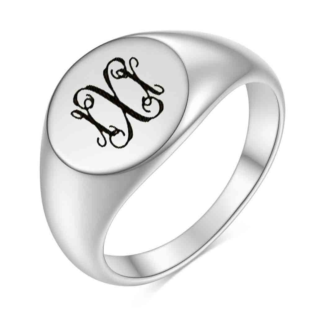 Stainless Steel 26 English Alphabet Printed Font Ring, Silver Color, Fashionable and Simple Titanium Steel Women's Ring