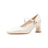 Fashion High Heels Thick Heel New Square Head Word with Versatile Mary Jane Shallow Mouth Single Shoes Women