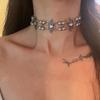 Sweet Pearl Beads Choker Hollow Women Collarbone Chain Cool Pearl Metal Necklace  Unisex