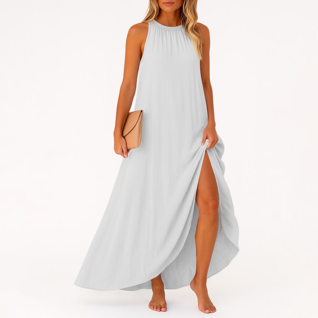 Women's Casual And Fashionable Round-neck  Sleeveless  Mid Length Dress