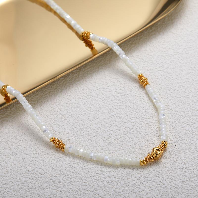S925 Sterling Silver Natural White Shell Color Treasure Bracelet Female Original Light Luxury Design Minimalist White Shell Beaded Set